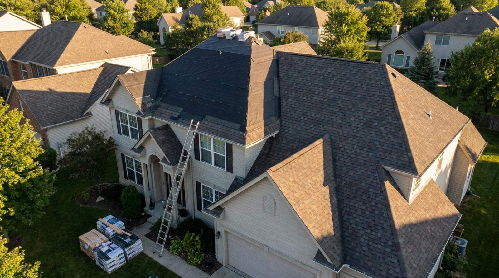 Roofing work in progress